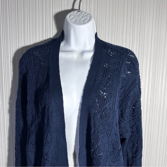 LC Lauren Conrad navy blue crochet cardigan sweater petite small - Picture 5 of 8